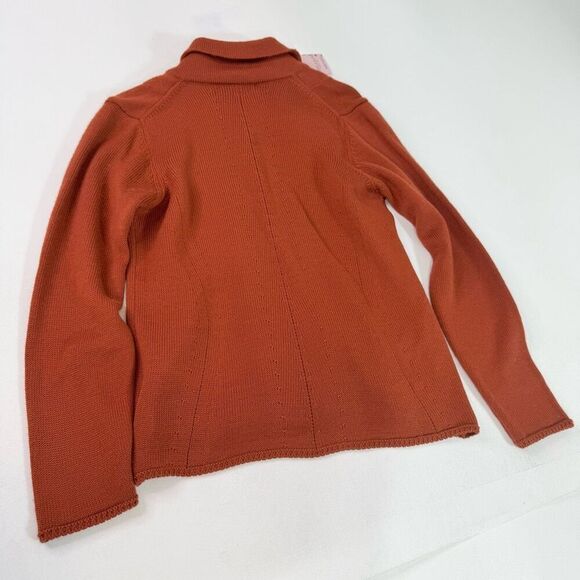 Hekla & Co Sweater Women Medium Cardigan Double Breasted Merino Wool Orange Knit - Picture 8 of 9